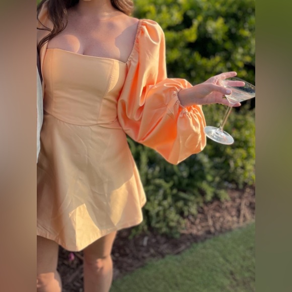 WANDERING duchesse mini puff sleeve dress - Picture 3 of 4